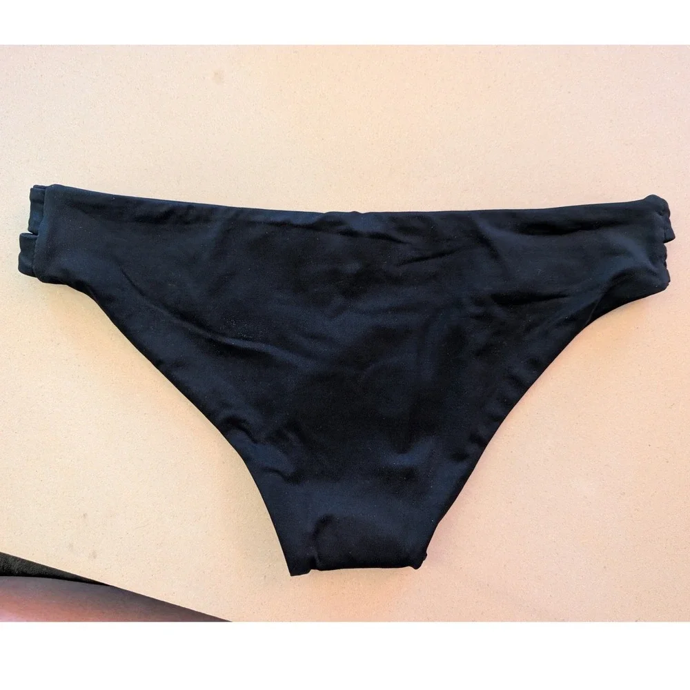 L Space Estella Bikini Bottom Black Cutout Side Swim XS Vacation Resort Summer